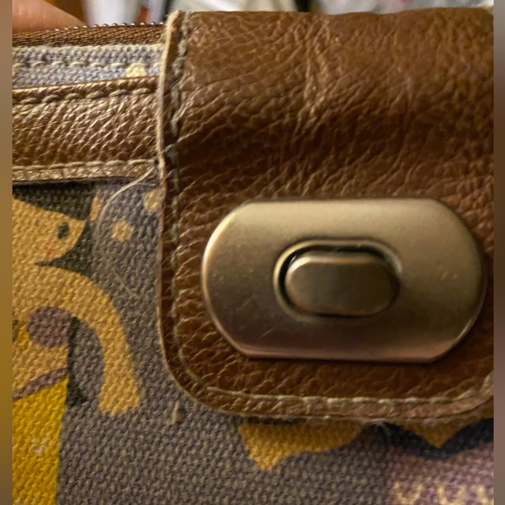 UNIONBAY Canvas Mermaid Print Wallet with Brown Leather Trim - Picture 3 of 13